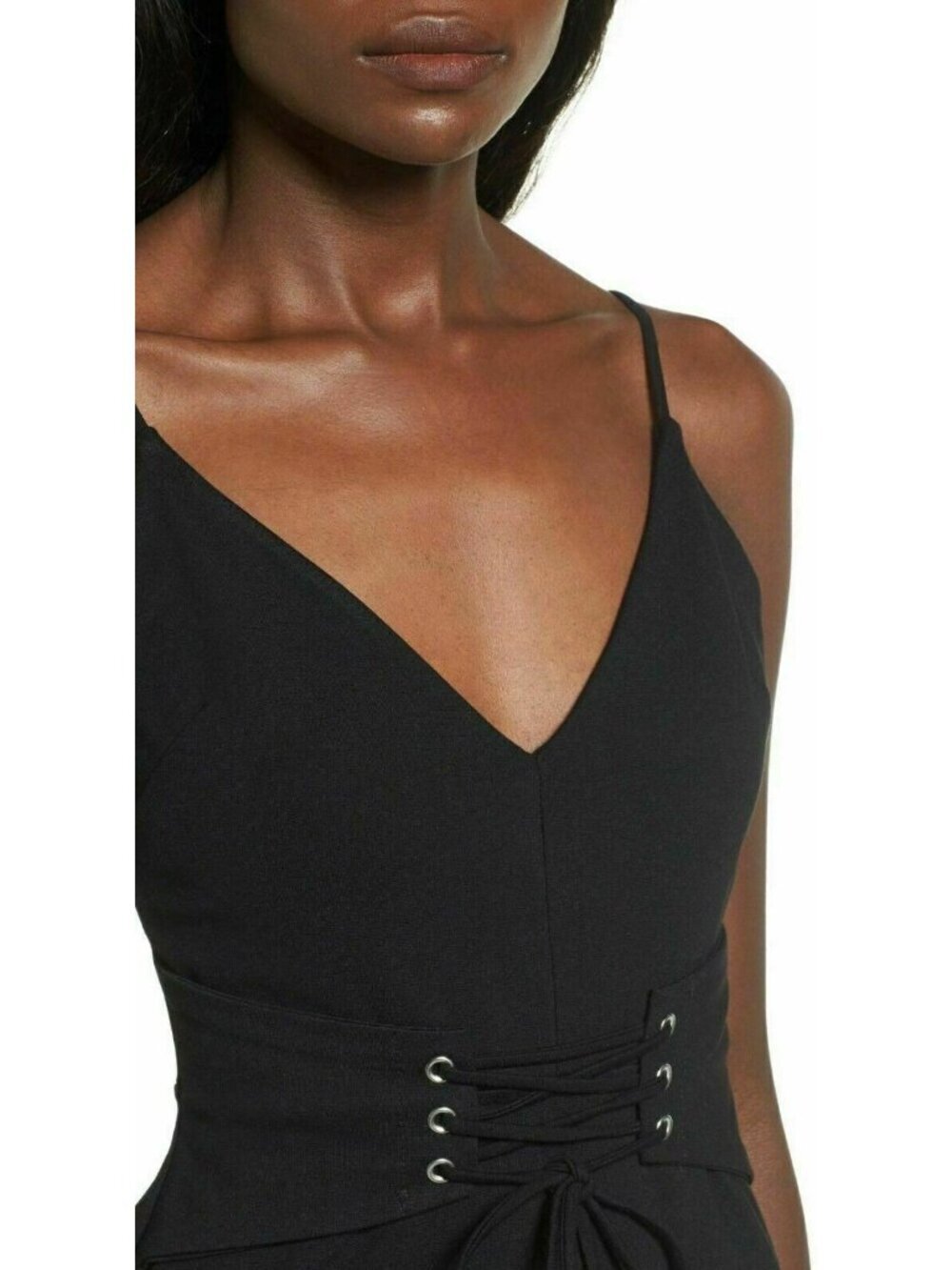 Dee Elly Corset Detail Bodycon Dress Medium Black Cocktail NWOT